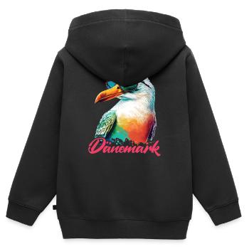 Denmark holiday cool colorful seagull with sunglasses - Kids Premium Organic Zip-up Hoodie - black - Back - AI Model Kid Male (0cm)