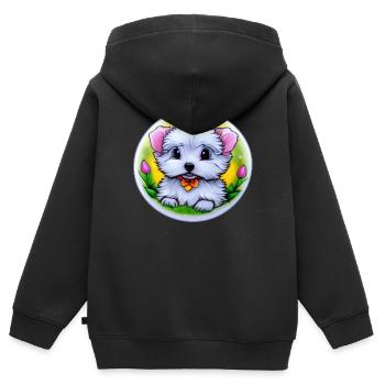 Hund Welpe - Kinder Premium Organic Zip Hoodie - Schwarz - Hinten - AI Model Kid Male (0cm)