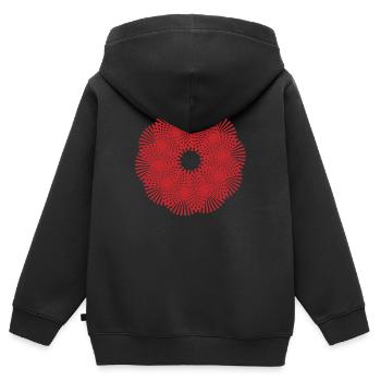 Mandala | Rayons de soleil | Modèle - Sweat Premium à capuche zippé enfant bio - noir - Dos - AI Model Kid Male (0cm)