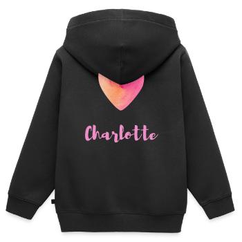 Charlotte Rosa Herz Feminines Namensdesign - Kinder Premium Organic Zip Hoodie - Schwarz - Hinten - AI Model Kid Male (0cm)