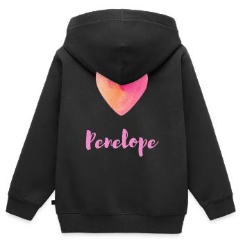 Penelope Rosa Herz Feminines Namensshirt Tee - Kinder Premium Organic Zip Hoodie - Schwarz - Hinten - AI Model Kid Male (0cm)