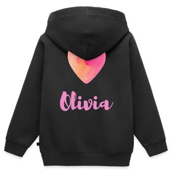Olivia Rosa Herz Feminines Namensshirt Tee - Kinder Premium Organic Zip Hoodie - Schwarz - Hinten - AI Model Kid Male (0cm)