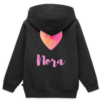 T-shirt féminin esthétique Nora Pink Heart Girl - Sweat Premium à capuche zippé enfant bio - noir - Dos - AI Model Kid Male (0cm)