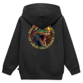 Société Galactique des créatures bruyantes - Sweat Premium à capuche zippé enfant bio - noir - Dos - AI Model Kid Male (0cm)