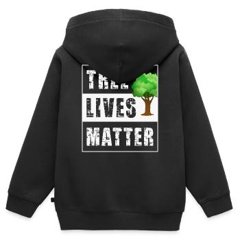 Arbres - Sweat Premium à capuche zippé enfant bio - noir - Dos - AI Model Kid Male (0cm)