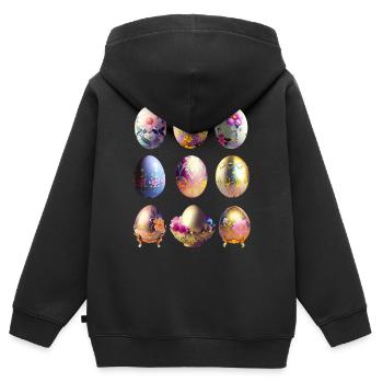 Bunte Ostereier Sticker Set - Kinder Premium Organic Zip Hoodie - Schwarz - Hinten - AI Model Kid Male (0cm)
