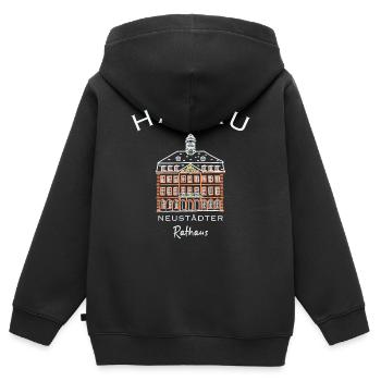 Hanau, Neustädter Rathaus, Hessen - Kinder Premium Organic Zip Hoodie - Schwarz - Hinten - AI Model Kid Male (0cm)
