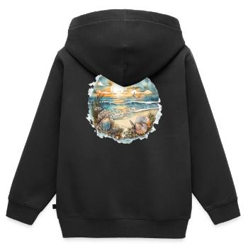Strandtraum - Kinder Premium Organic Zip Hoodie - Schwarz - Hinten - AI Model Kid Male (0cm)