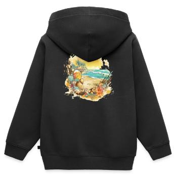 Strandtraum - Kinder Premium Organic Zip Hoodie - Schwarz - Hinten - AI Model Kid Male (0cm)