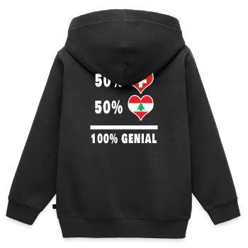 Liban et Suisse 100% Drapeau Génial - Sweat Premium à capuche zippé enfant bio - noir - Dos - AI Model Kid Male (0cm)