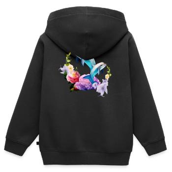 Dauphins Les créatures les plus adorables de la mer - Sweat Premium à capuche zippé enfant bio - noir - Dos - AI Model Kid Male (0cm)
