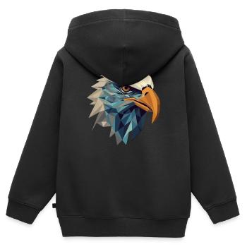 Stilisierter, geometrischer Adler - Kinder Premium Organic Zip Hoodie - Schwarz - Hinten - AI Model Kid Male (0cm)