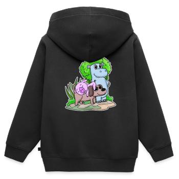 Niedliche Tiere - Kinder Premium Organic Zip Hoodie - Schwarz - Hinten - AI Model Kid Male (0cm)