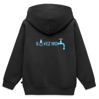 Sauvez moi - Sweat Premium à capuche zippé enfant bio - noir - Dos - AI Model Kid Male (0cm)