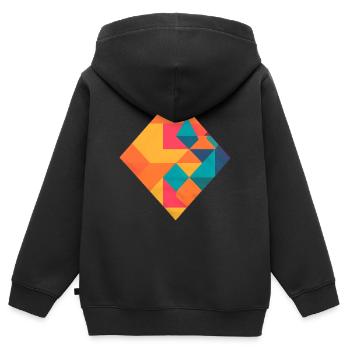Bunte Geometrie - Kinder Premium Organic Zip Hoodie - Schwarz - Hinten - AI Model Kid Male (0cm)