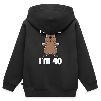 40 ans - 40 ans - câlin - Sweat Premium à capuche zippé enfant bio - noir - Dos - AI Model Kid Male (0cm)