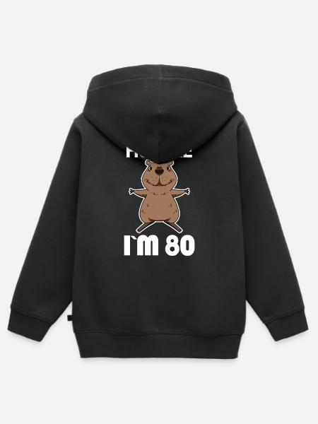 80 ans - 80 ans - câlin - Sweat Premium à capuche zippé enfant bio - noir