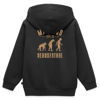 Anthropologist My blood type is Neanderthal - Kids Premium Organic Zip-up Hoodie - black - Back - AI Model Kid Male (0cm)