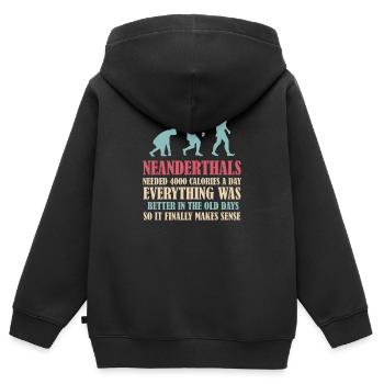 Neanderthal prehistoric primate anthropologist - Kids Premium Organic Zip-up Hoodie - black - Back - AI Model Kid Male (0cm)
