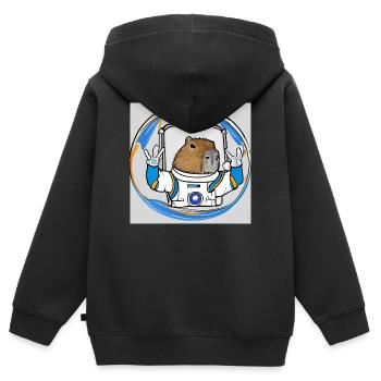Casquettes astro - Sweat Premium à capuche zippé enfant bio - noir - Dos - AI Model Kid Male (0cm)