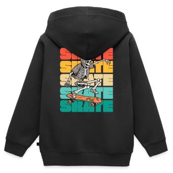 Skateboarding Coole Skateboarder Skelett Bunt - Kinder Premium Organic Zip Hoodie - Schwarz - Hinten - AI Model Kid Male (0cm)