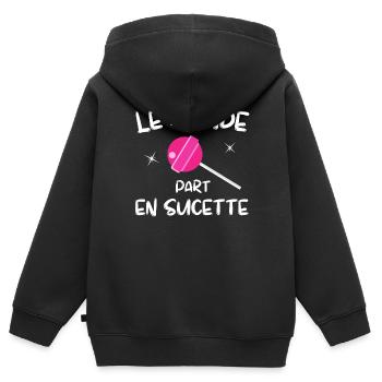 planète terre, sauver la planète - Sweat Premium à capuche zippé enfant bio - noir - Dos - AI Model Kid Male (0cm)