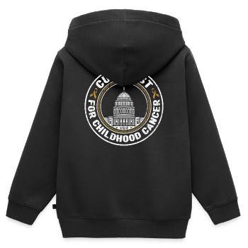 Capitol Crest Kinderkrebs Hoffnung - Kinder Premium Organic Zip Hoodie - Schwarz - Hinten - AI Model Kid Male (0cm)