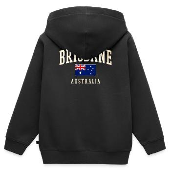 Brisbane, Australie, Vintage Flag Design - Sweat Premium à capuche zippé enfant bio - noir - Dos - AI Model Kid Male (0cm)