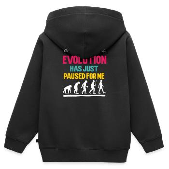 The Evolution Has Just Paused For Me - Kids Premium Organic Zip-up Hoodie - black - Back - AI Model Kid Male (0cm)