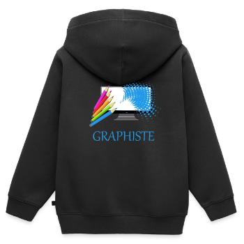 Grafiker - Kinder Premium Organic Zip Hoodie - Schwarz - Hinten - AI Model Kid Male (0cm)