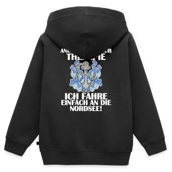 Nordsee - Kinder Premium Organic Zip Hoodie - Schwarz - Hinten - AI Model Kid Male (0cm)