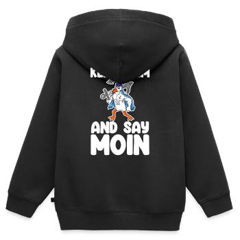 North Sea Moin Low German - Kids Premium Organic Zip-up Hoodie - black - Back - AI Model Kid Male (0cm)