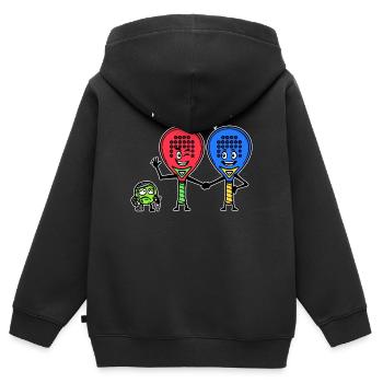 Padelteam Padel Spieler Ball Statement Racket - Kinder Premium Organic Zip Hoodie - Schwarz - Hinten - AI Model Kid Male (0cm)