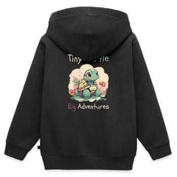 Conception d’aventure de tortue minuscule - Sweat Premium à capuche zippé enfant bio - noir - Dos - AI Model Kid Male (0cm)