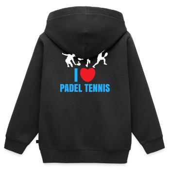 I Love Padel Padel Team Tennis Statement Heart - Sweat Premium à capuche zippé enfant bio - noir - Dos - AI Model Kid Male (0cm)