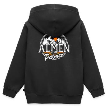 Almen Statt Palmen Berge Skifahren Bergsteigen Alm - Kinder Premium Organic Zip Hoodie - Schwarz - Hinten - AI Model Kid Male (0cm)