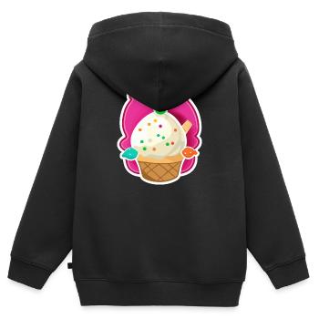 Glaces, glaces - Sweat Premium à capuche zippé enfant bio - noir - Dos - AI Model Kid Male (0cm)