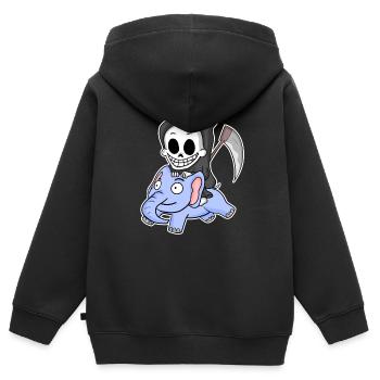 Sensenmann Elefant - Kinder Premium Organic Zip Hoodie - Schwarz - Hinten - AI Model Kid Male (0cm)