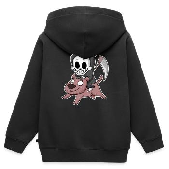 Sensenmann Hund - Kinder Premium Organic Zip Hoodie - Schwarz - Hinten - AI Model Kid Male (0cm)