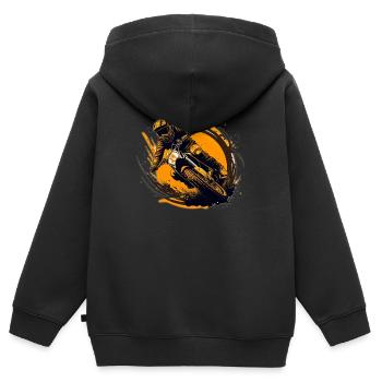 Motocross Flamme im Sprint - Kinder Premium Organic Zip Hoodie - Schwarz - Hinten - AI Model Kid Male (0cm)