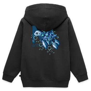 Tortue maritime - Sweat Premium à capuche zippé enfant bio - noir - Dos - AI Model Kid Male (0cm)