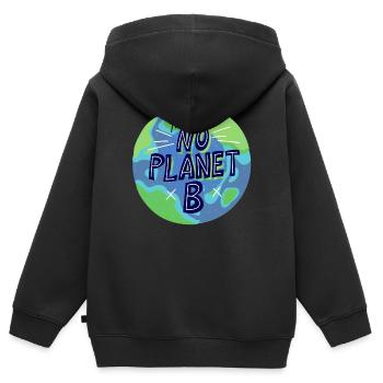 no planet B, mère nature, planète terre - Sweat Premium à capuche zippé enfant bio - noir - Dos - AI Model Kid Male (0cm)