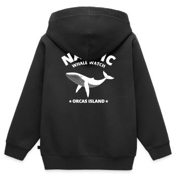 baleine, orque, baleine bleue, whale - Sweat Premium à capuche zippé enfant bio - noir - Dos - AI Model Kid Male (0cm)