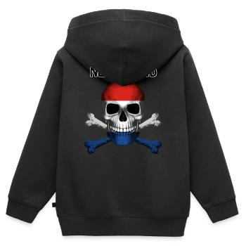 Skull Jolly Roger Pirate Flag Nederland R6Z - Kinder Premium Organic Zip Hoodie - Schwarz - Hinten - AI Model Kid Male (0cm)