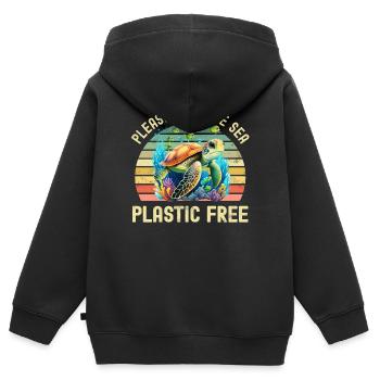 Meeresschildkröte Umweltschutz - Kinder Premium Organic Zip Hoodie - Schwarz - Hinten - AI Model Kid Male (0cm)