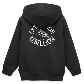 Extinction Rebellion Fist with Bud - Kids Premium Organic Zip-up Hoodie - black - Back - AI Model Kid Male (0cm)