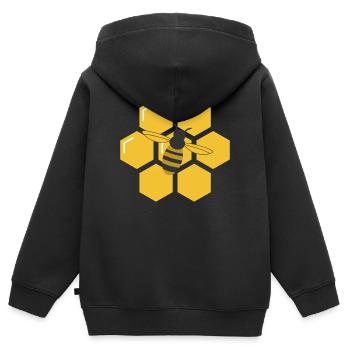 Biene und Waben - Kinder Premium Organic Zip Hoodie - Schwarz - Hinten - AI Model Kid Male (0cm)