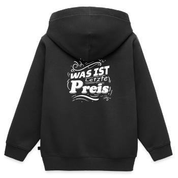 Was ist letzte Preis Handel Flohmarkt Trödelmarkt - Kinder Premium Organic Zip Hoodie - Schwarz - Hinten - AI Model Kid Male (0cm)