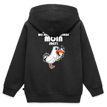 Heimat Moin Begrüßung Möwe - Kinder Premium Organic Zip Hoodie - Schwarz - Hinten - AI Model Kid Male (0cm)