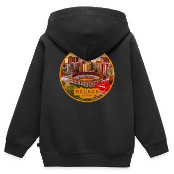 Panorama des arènes de Malaga - Sweat Premium à capuche zippé enfant bio - noir - Dos - AI Model Kid Male (0cm)